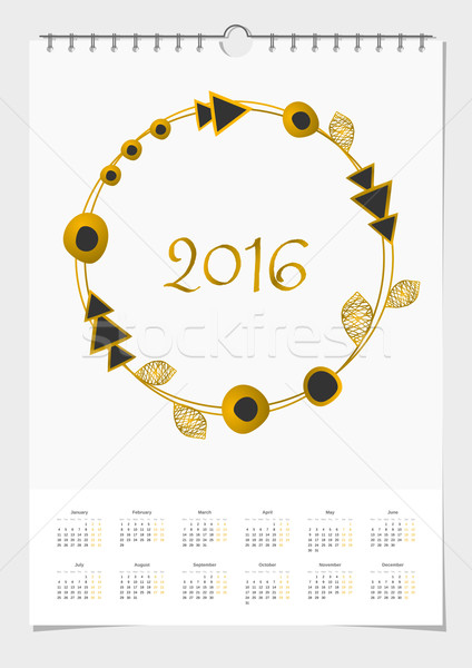 2016 calendrier modèle de conception taille résumé couronne [[stock_photo]] © ivaleksa