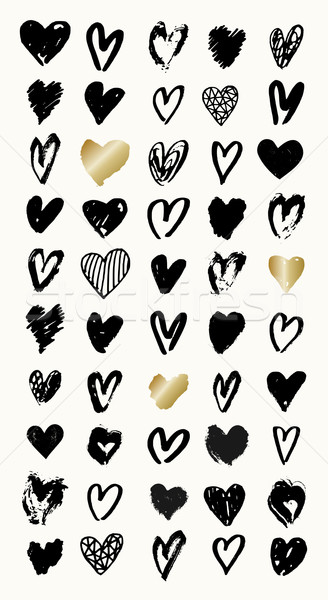 Szív formák gyűjtemény szett 50 kézzel rajzolt Stock fotó © ivaleksa