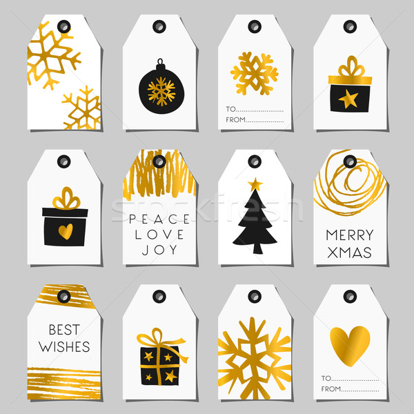 Weihnachten Geschenk s Set Schwarz Weiss Gold Vektor Grafiken C Iveta Angelova Ivaleksa Stockfresh