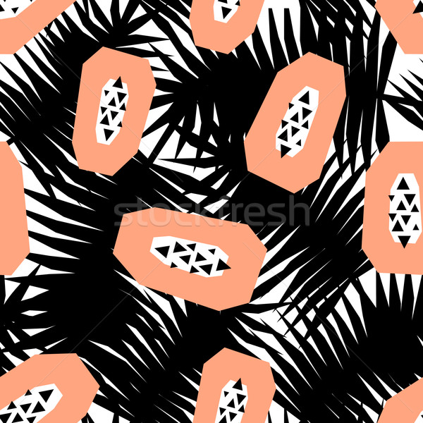 シームレス 抽象的な パターン 黒白 ヤシの葉 ストックフォト © ivaleksa