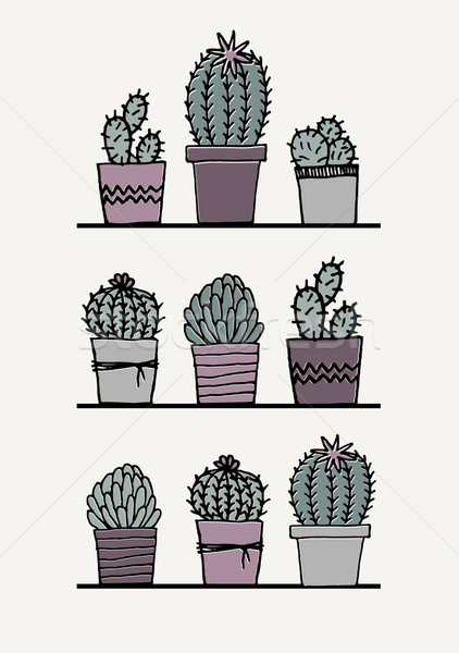 Cactus poster succulente impianti pastello Foto d'archivio © ivaleksa