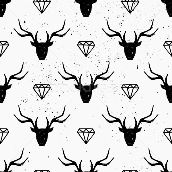 Deer Heads and Diamonds Seamless Pattern Stock photo © ivaleksa