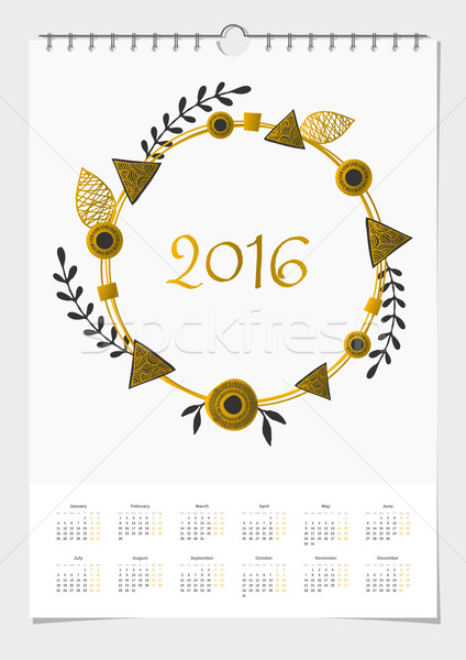 2016 calendrier modèle de conception taille résumé couronne [[stock_photo]] © ivaleksa