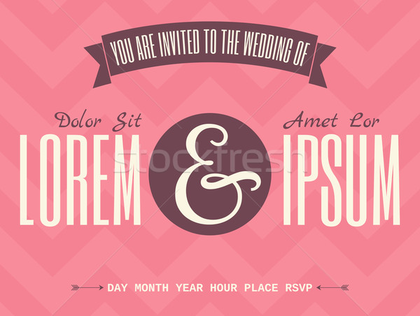 [[stock_photo]]: Invitation · de · mariage · modèle · rétro · typographique · dessins · profonde