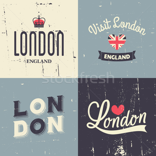 Londres vintage tarjetas colección establecer tipográfico Foto stock © ivaleksa