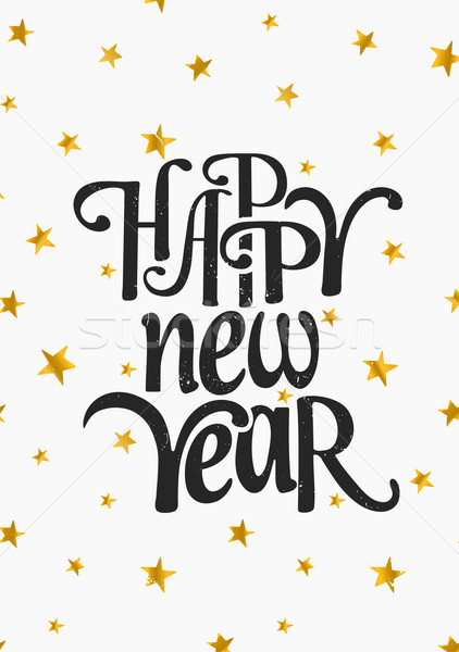 Happy new year tebrik kartı şablon dizayn siyah Stok fotoğraf © ivaleksa