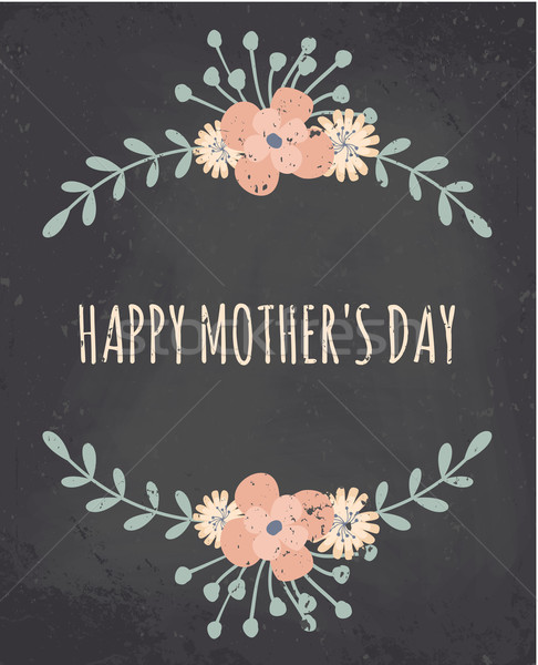 Kır çiçekleri kara tahta tebrik kartı stil anneler gün Stok fotoğraf © ivaleksa