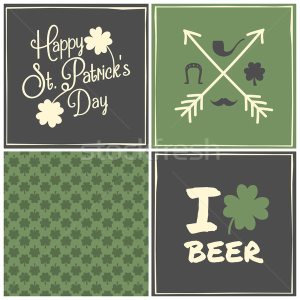 Stockfoto: St · Patrick's · Day · kaarten · collectie · drie · groet