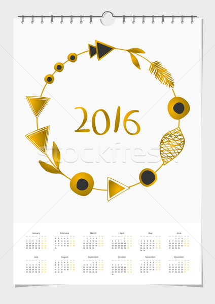 2016 calendrier modèle de conception taille résumé couronne [[stock_photo]] © ivaleksa