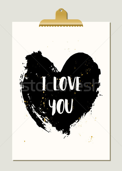 Black Heart Typographic Poster Stock photo © ivaleksa