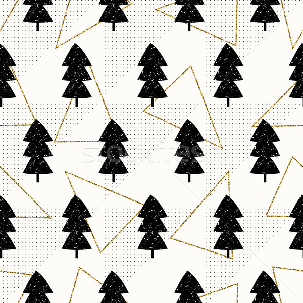 [[stock_photo]]: Motif · de · noël · modèle · Noël · arbres