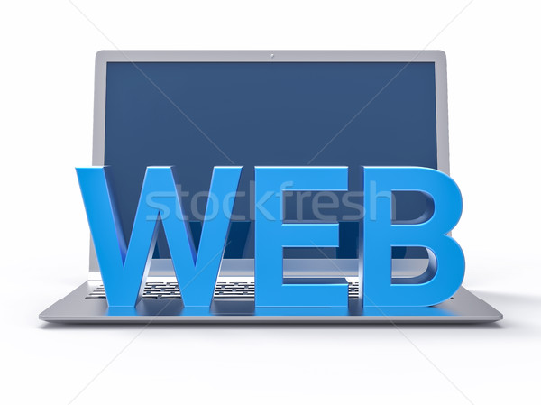 3D blau Web Wort isoliert Laptop Stock foto © IvanC7