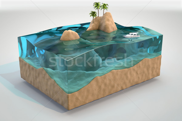 Stock photo: 3D Isolated Tropical Aquarium Background.