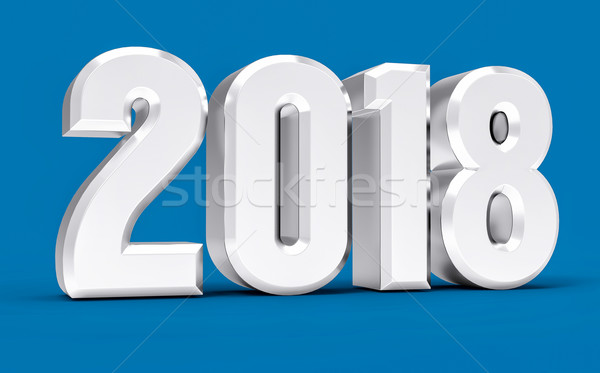 Stock photo: 3D Isolated Blue 2018 Year