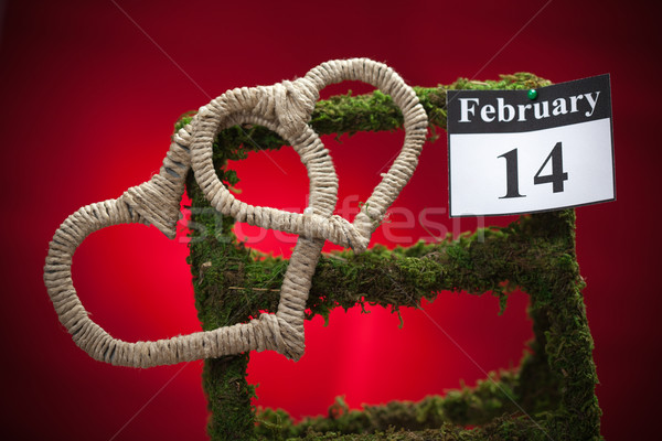 14 dia dos namorados vermelho coração calendário papel Foto stock © IvicaNS