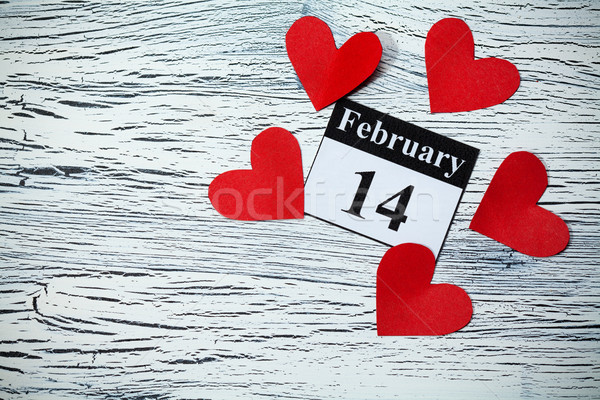 14 día de san valentín corazón rojo papel calendario Foto stock © IvicaNS