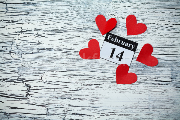 14 walentynki serca czerwony papieru kalendarza Zdjęcia stock © IvicaNS