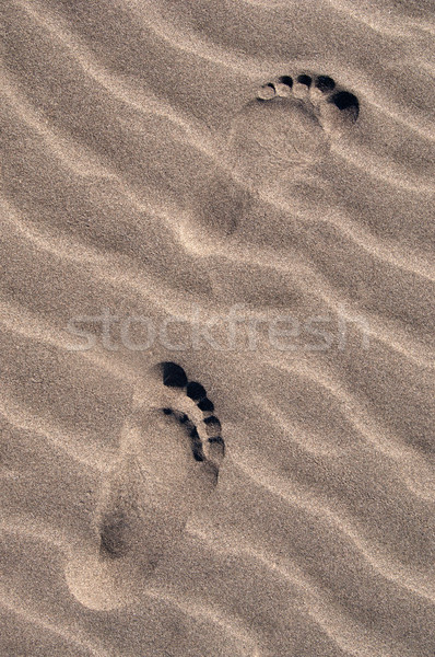 Lábnyomok homok tengerpart textúra óceán felirat Stock fotó © IvicaNS