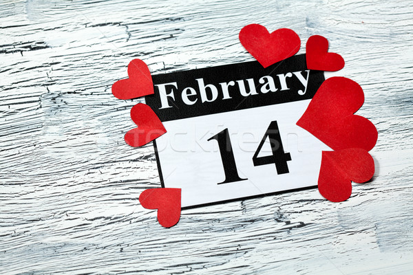 14 dia dos namorados coração vermelho papel calendário Foto stock © IvicaNS