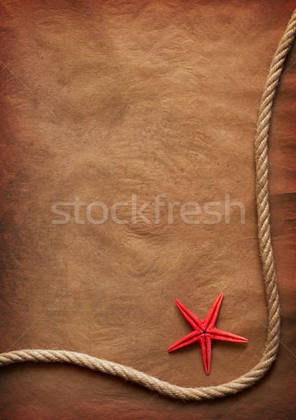 Stock fotó: Régi · papír · kopott · kötél · tengeri · csillag · hajó · retro
