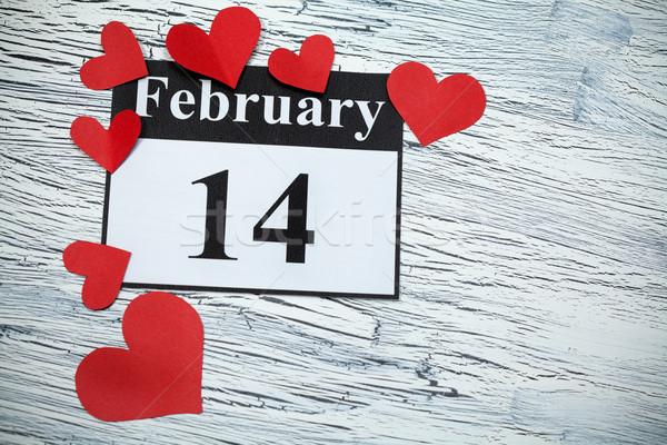 14 día de san valentín corazón rojo papel calendario Foto stock © IvicaNS