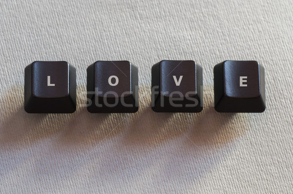 Foto stock: Ordenador · botones · amor · palabra · cuatro · negro