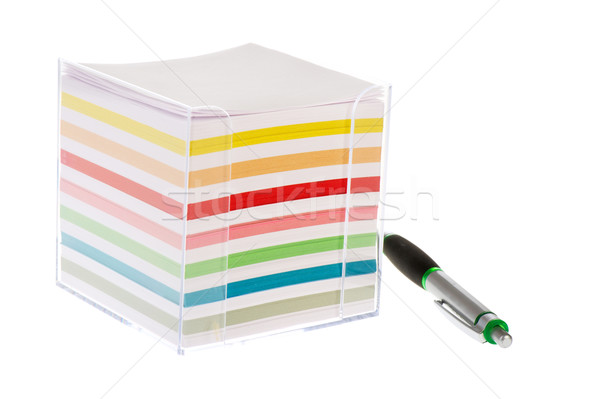 Not renkli kağıtları plastik kâğıt kalem Stok fotoğraf © ivonnewierink