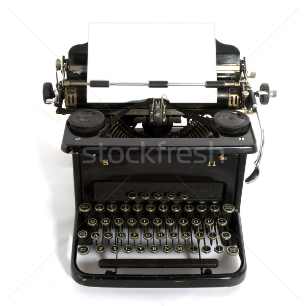 Foto stock: Máquina · de · escribir · negro · blanco · papel · tecnología · retro