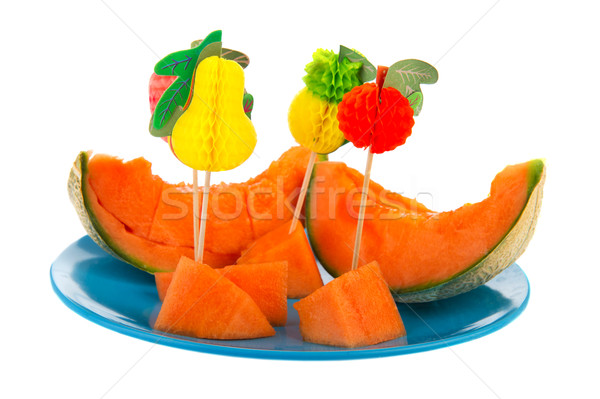 Foto d'archivio: Fette · fresche · melone · preparato · colorato · frutta