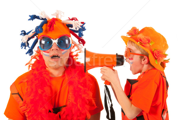 Hollanda turuncu futbol baba oğul fanlar spor Stok fotoğraf © ivonnewierink