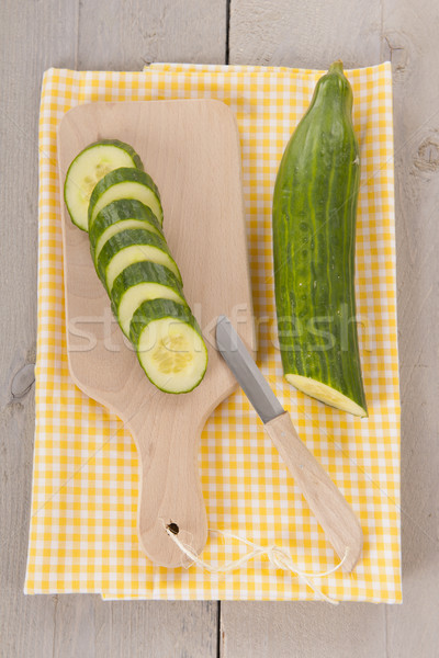 黃瓜 片 食品 藍色 商業照片 © ivonnewierink