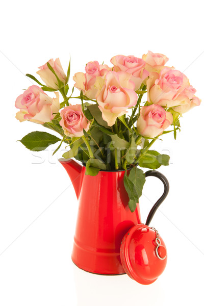 Rose roses rouge vase bouquet isolé [[stock_photo]] © ivonnewierink