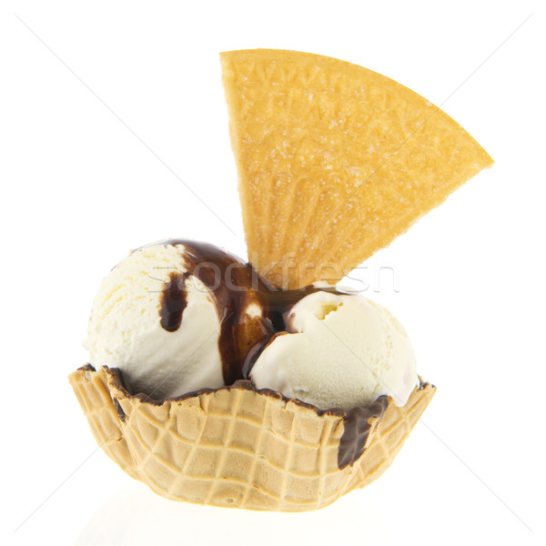Beker vanille ijs suiker wafel cookie Stockfoto © ivonnewierink