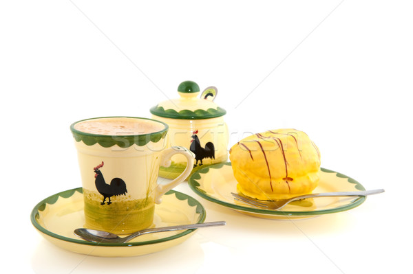 Cup of coffee with yellow cakes Stock photo © ivonnewierink