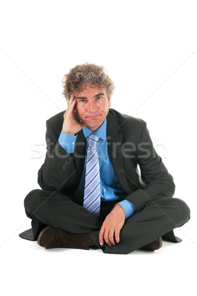 Kritikus menedzser ül padló stressz arc Stock fotó © ivonnewierink