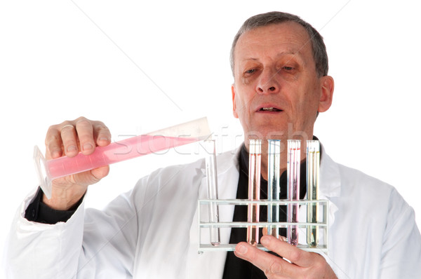 Foto stock: Experimento · laboratorio · peligroso · hombre · ciencia · funny