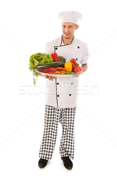 Cook with assortment fresh vegetables Stock photo © ivonnewierink