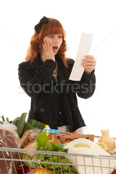 Woman with Shopping cart full dairy grocery Stock photo © ivonnewierink