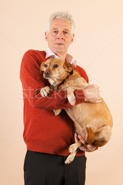 Senior homem cão retrato velho Foto stock © ivonnewierink