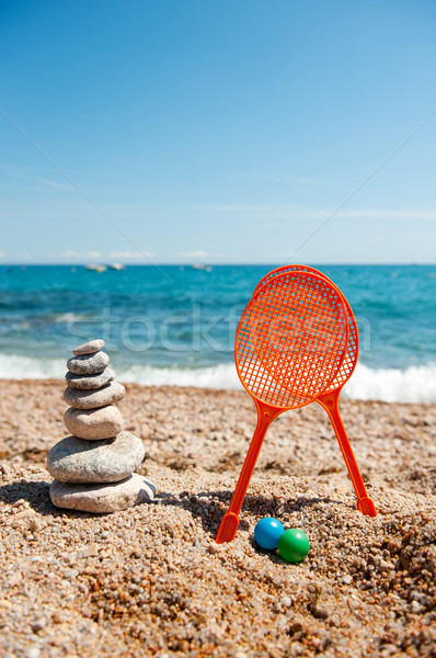 Pile of stacked stones with toys Stock photo © ivonnewierink