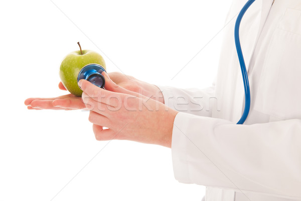 Maçã médico escuta estetoscópio saudável comida Foto stock © ivonnewierink