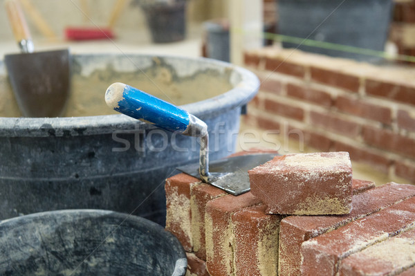 épület fal épít téglák kék ipari Stock fotó © ivonnewierink