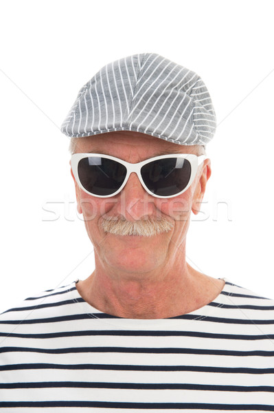 Retrato aposentados homem bigode francês boné Foto stock © ivonnewierink