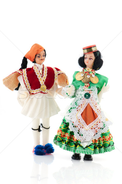 Grec dansatori cuplu traditional costum om Imagine de stoc © ivonnewierink
