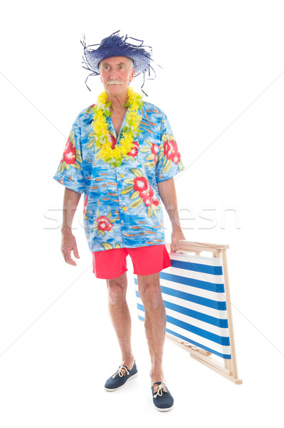 Foto stock: Jubilado · hombre · vacaciones · aislado · blanco