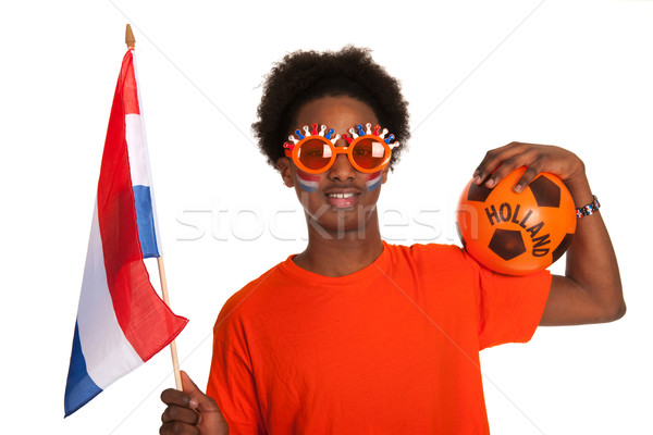 African American dutch soccer supporter Stock photo © ivonnewierink