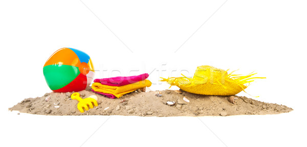 Beach sand with ball and plastic toys Stock photo © ivonnewierink