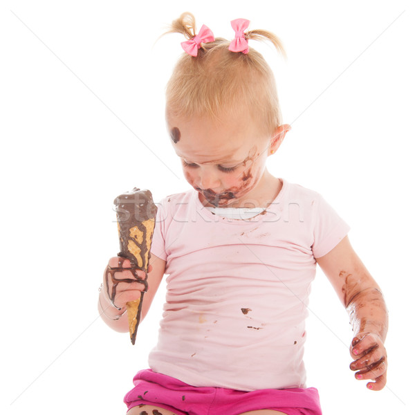 Toddler girl eating ice cream Stock photo © ivonnewierink