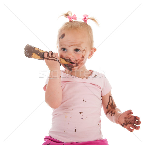 Toddler girl eating ice cream Stock photo © ivonnewierink