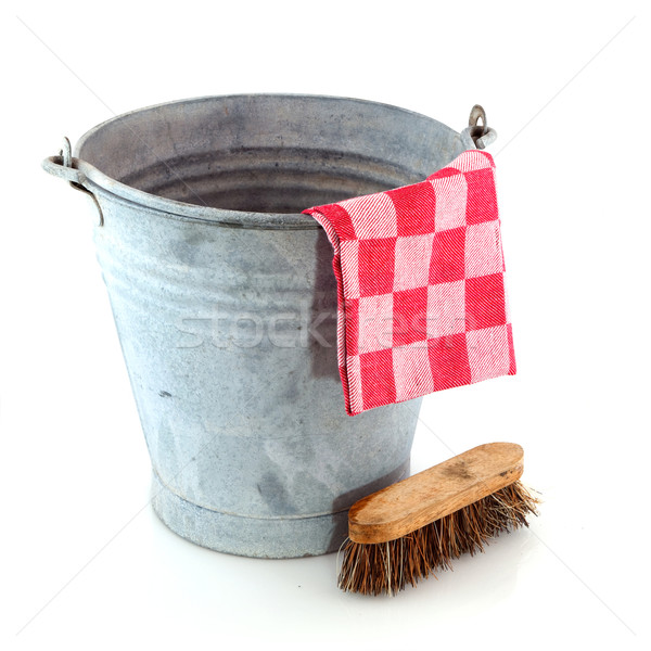 Zinc bucket with cleaning brush Stock photo © ivonnewierink